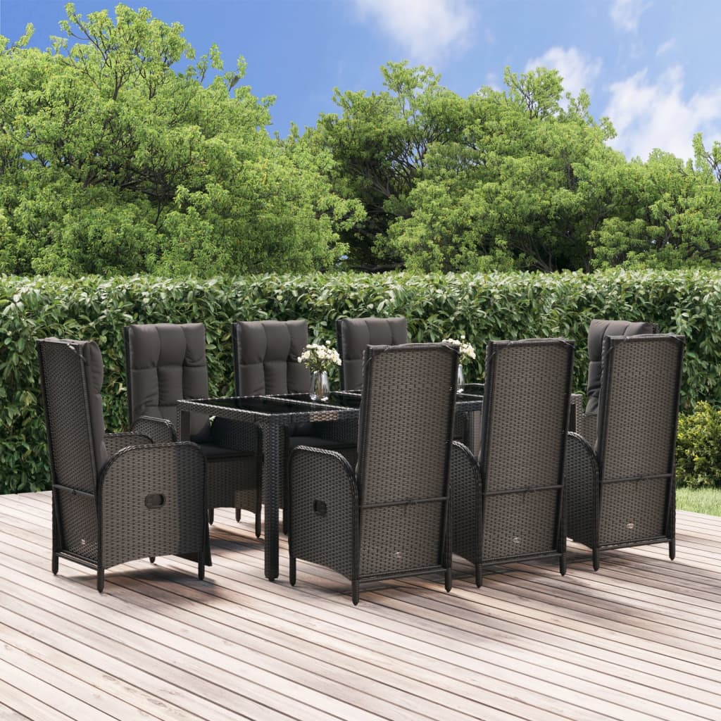 9-delige Tuinset poly rattan zwart is nu te koop bij PeponiXL, paradijselijk wonen!