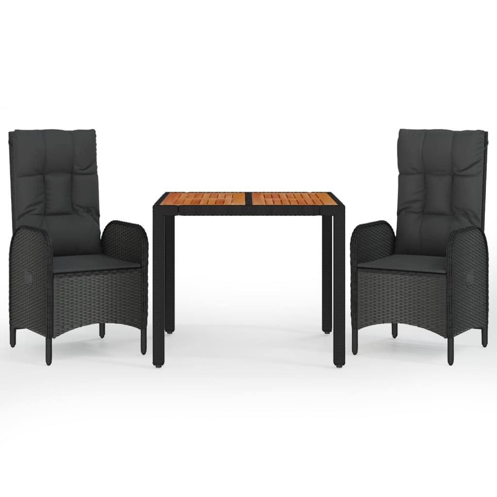3-delige Tuinset met kussens poly rattan zwart is nu te koop bij PeponiXL, paradijselijk wonen!