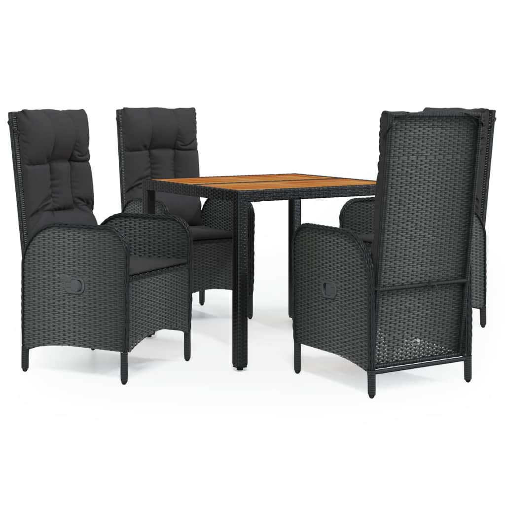 5-delige Tuinset met kussens poly rattan zwart is nu te koop bij PeponiXL, paradijselijk wonen!