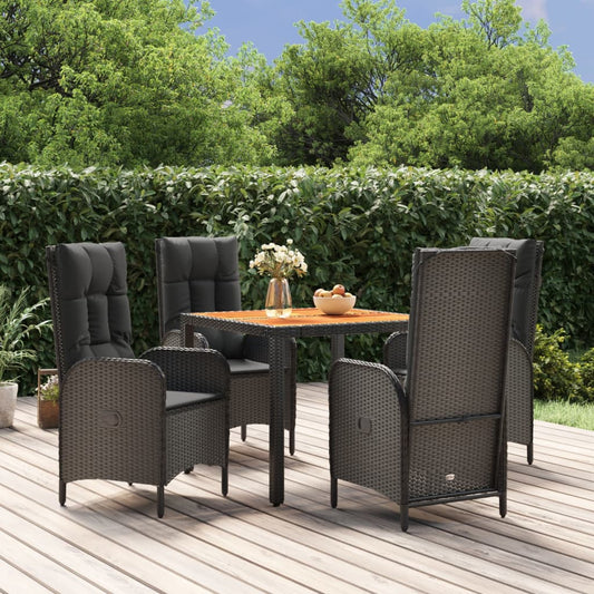 5-delige Tuinset met kussens poly rattan zwart is nu te koop bij PeponiXL, paradijselijk wonen!