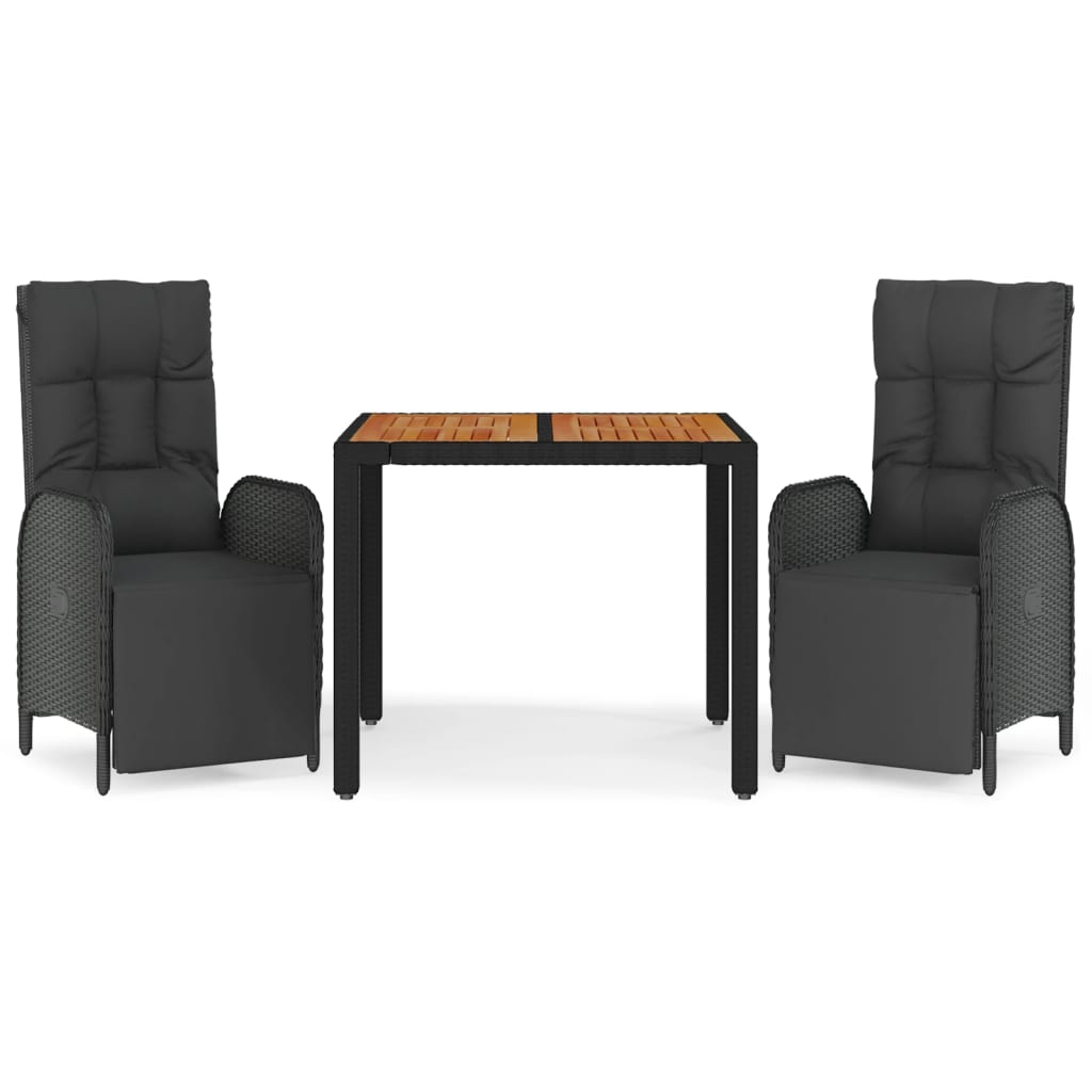 3-delige Tuinset met kussens poly rattan zwart is nu te koop bij PeponiXL, paradijselijk wonen!