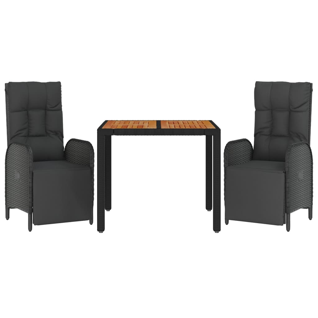 3-delige Tuinset met kussens poly rattan zwart is nu te koop bij PeponiXL, paradijselijk wonen!