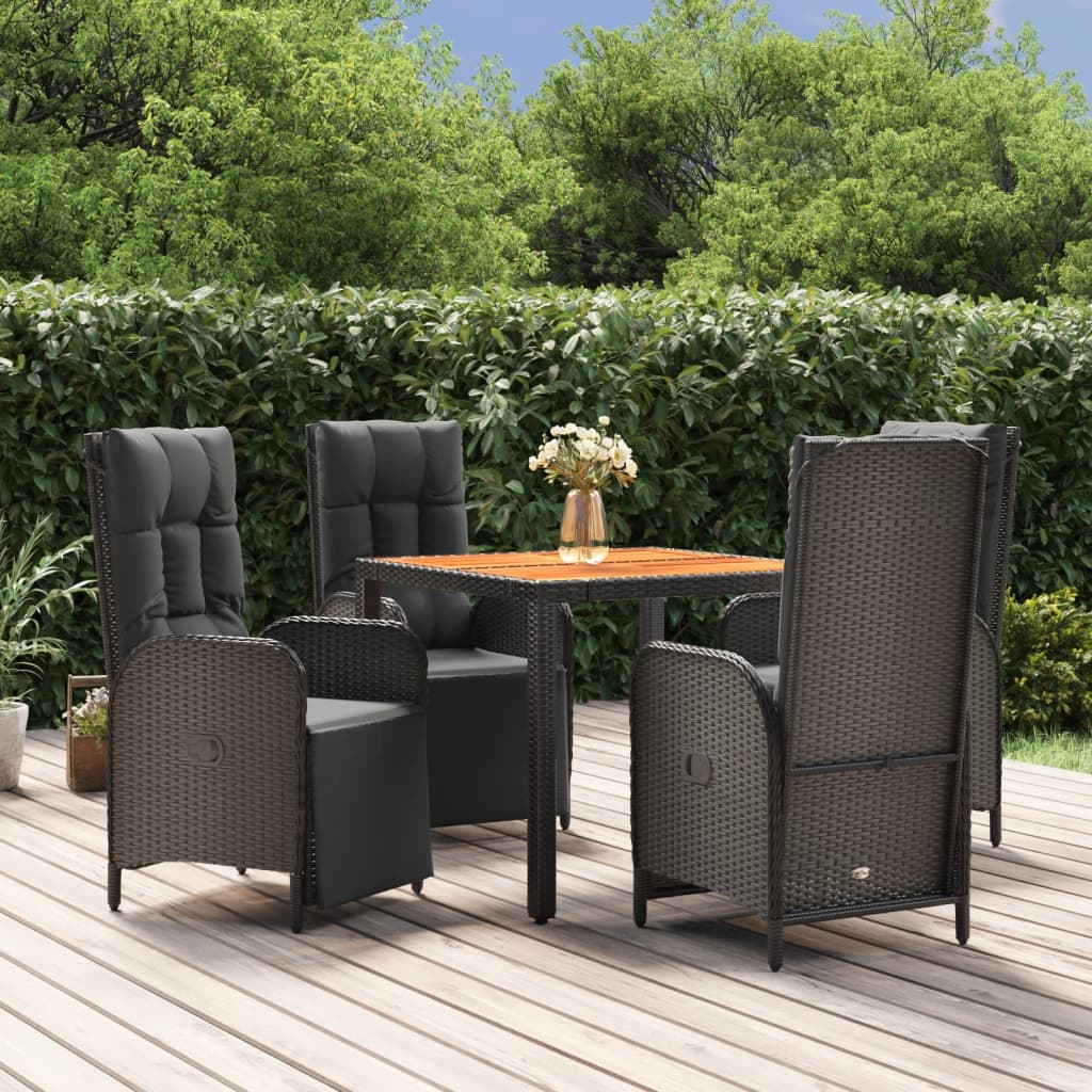 5-delige Tuinset met kussens poly rattan zwart is nu te koop bij PeponiXL, paradijselijk wonen!