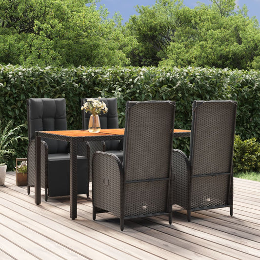 5-delige Tuinset met kussens poly rattan zwart is nu te koop bij PeponiXL, paradijselijk wonen!