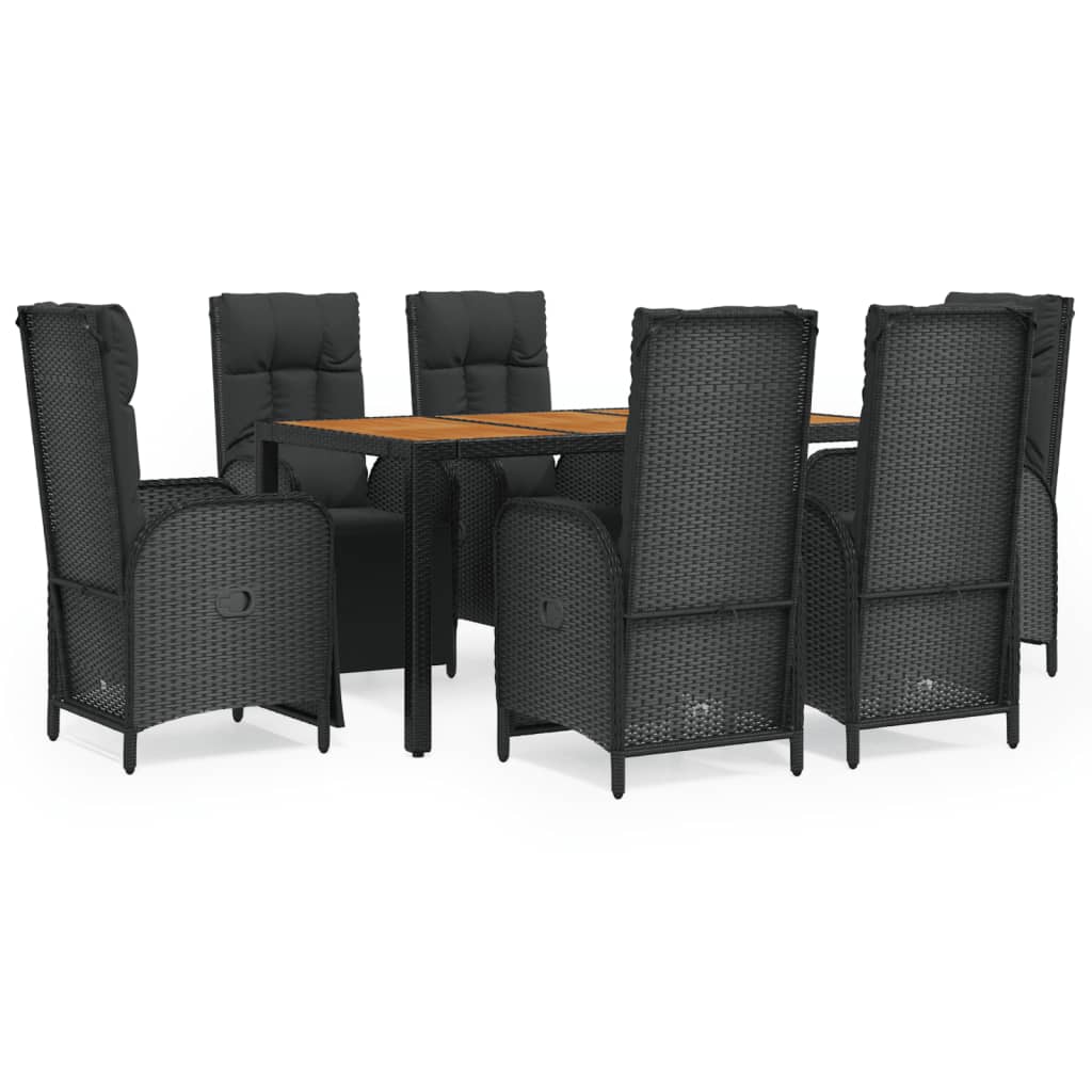7-delige Tuinset met kussens poly rattan zwart is nu te koop bij PeponiXL, paradijselijk wonen!