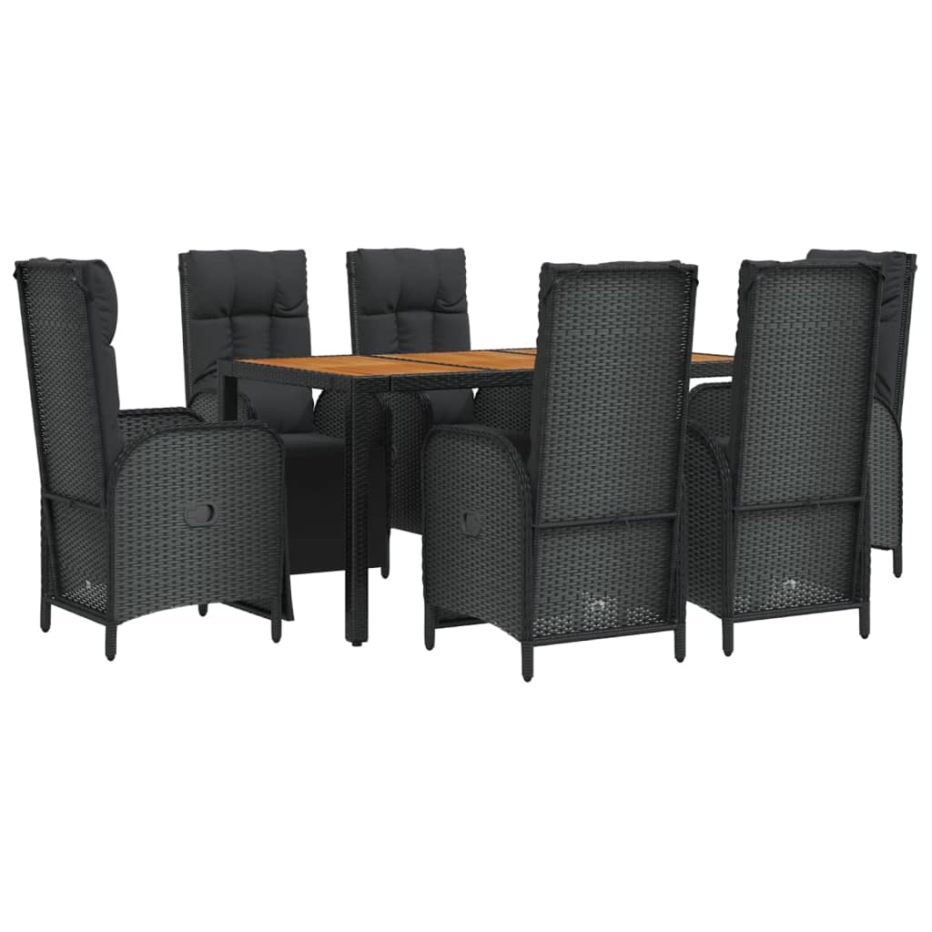 7-delige Tuinset met kussens poly rattan zwart is nu te koop bij PeponiXL, paradijselijk wonen!