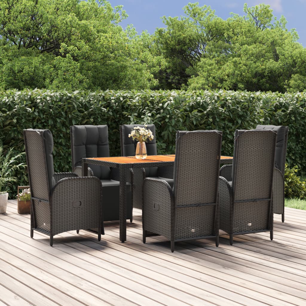 7-delige Tuinset met kussens poly rattan zwart is nu te koop bij PeponiXL, paradijselijk wonen!