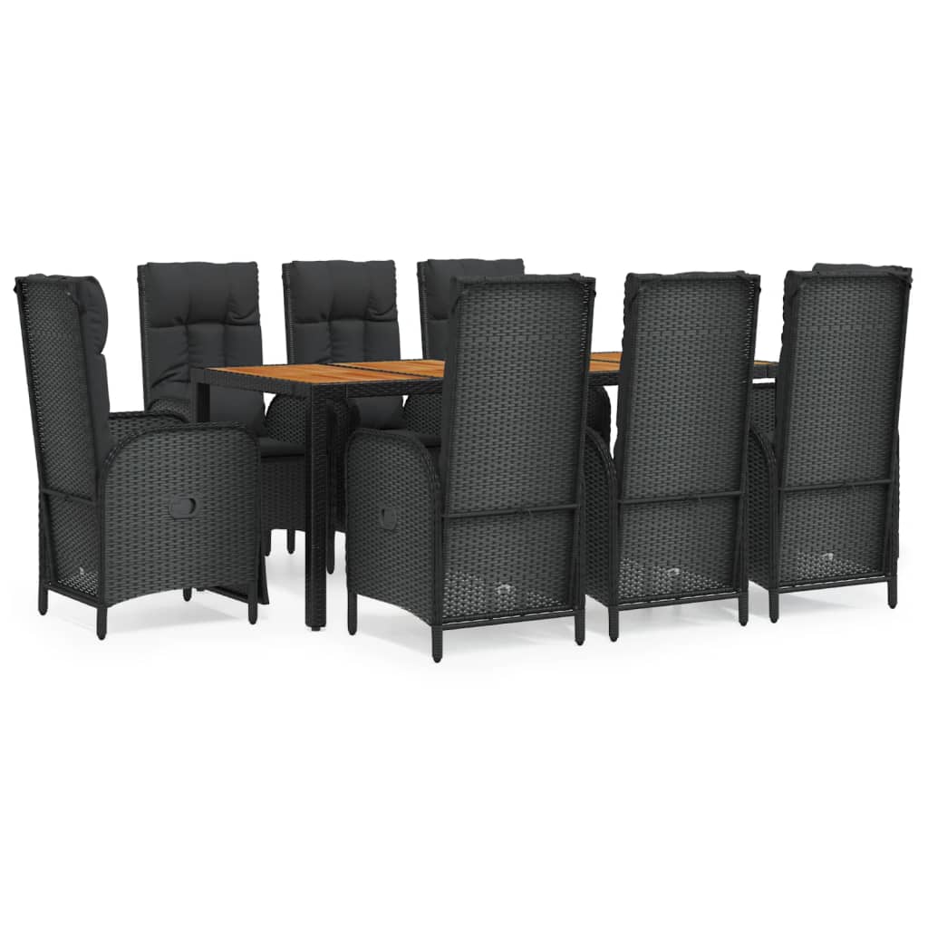 9-delige Tuinset poly rattan zwart