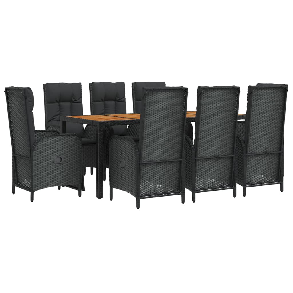 9-delige Tuinset poly rattan zwart