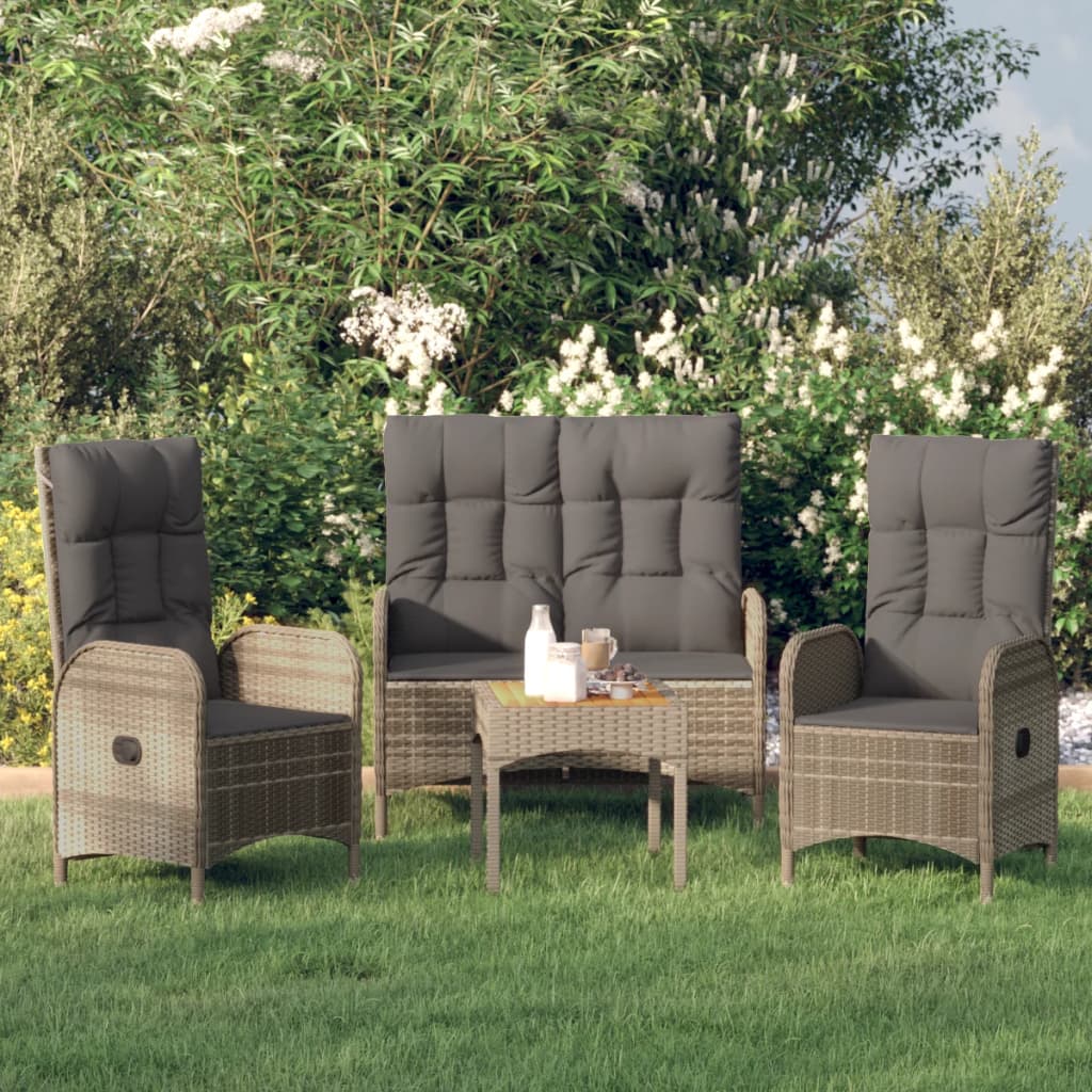 3-delige Tuinset met kussens poly rattan grijs is nu te koop bij PeponiXL, paradijselijk wonen!