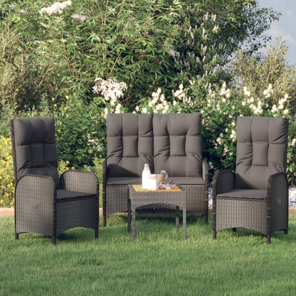 3-delige Tuinset met kussens poly rattan zwart is nu te koop bij PeponiXL, paradijselijk wonen!