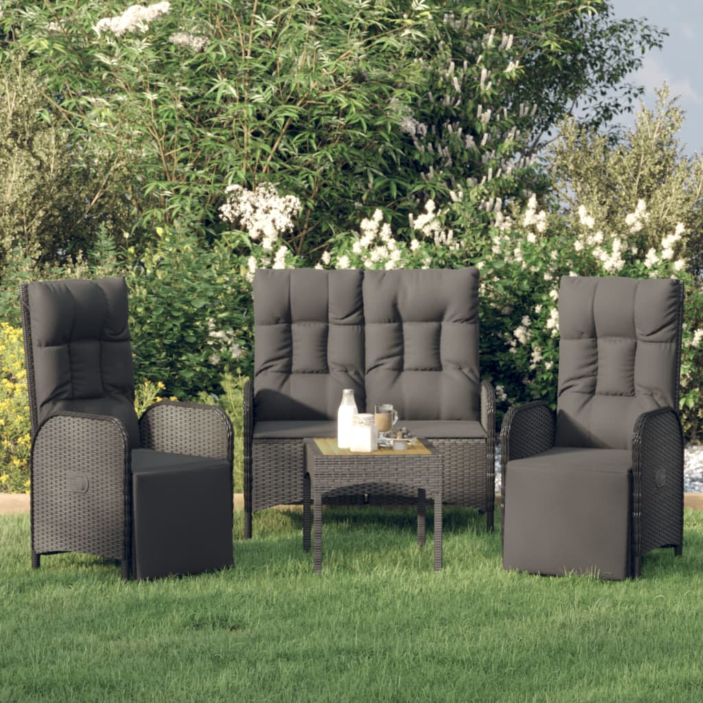 3-delige Tuinset met kussens poly rattan zwart is nu te koop bij PeponiXL, paradijselijk wonen!