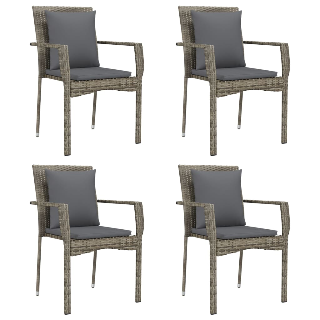 5-delige Tuinset met kussens poly rattan zwart en grijs is nu te koop bij PeponiXL, paradijselijk wonen!