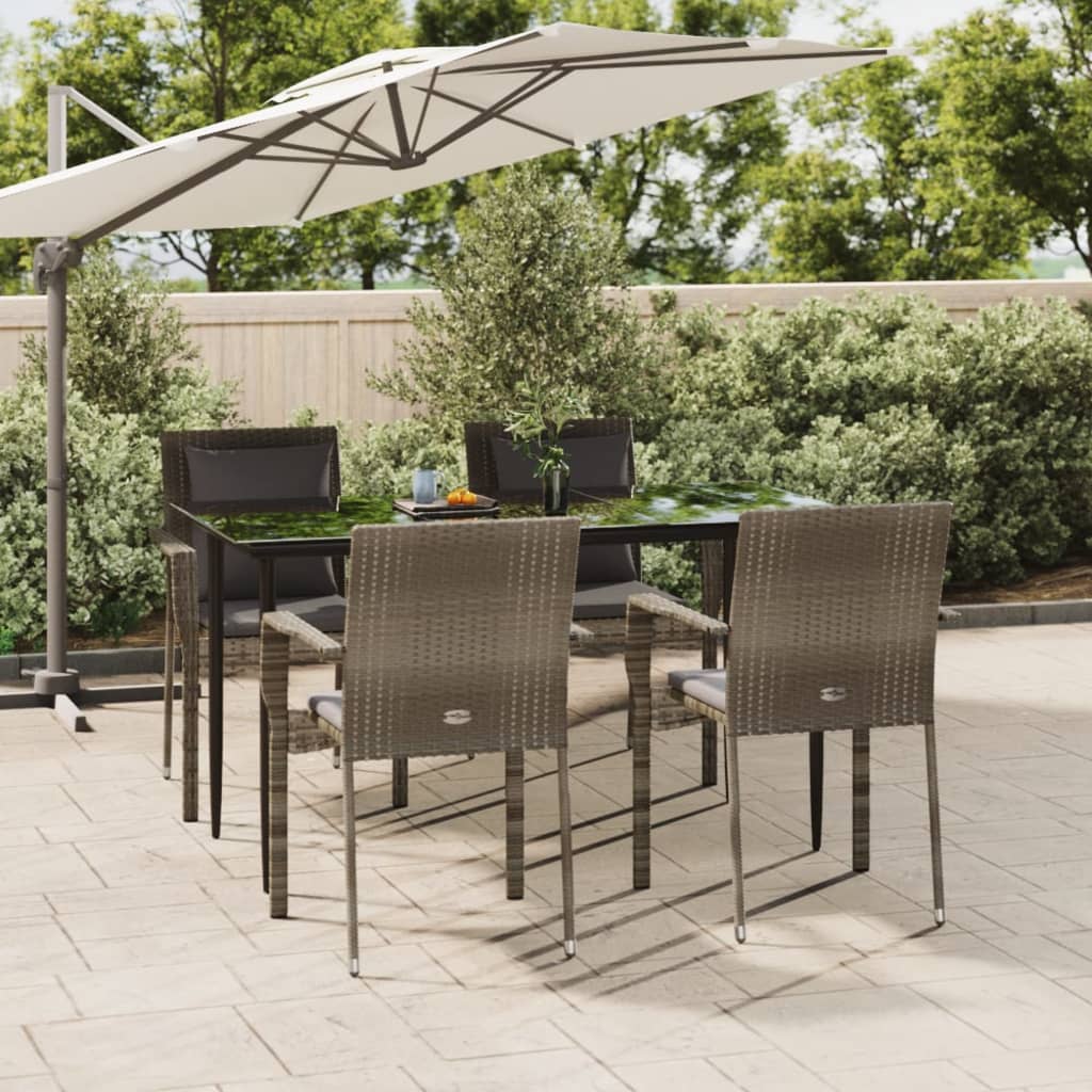 5-delige Tuinset met kussens poly rattan zwart en grijs is nu te koop bij PeponiXL, paradijselijk wonen!