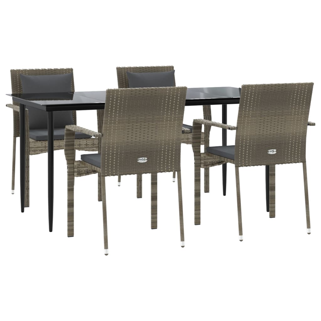 5-delige Tuinset met kussens poly rattan zwart en grijs is nu te koop bij PeponiXL, paradijselijk wonen!