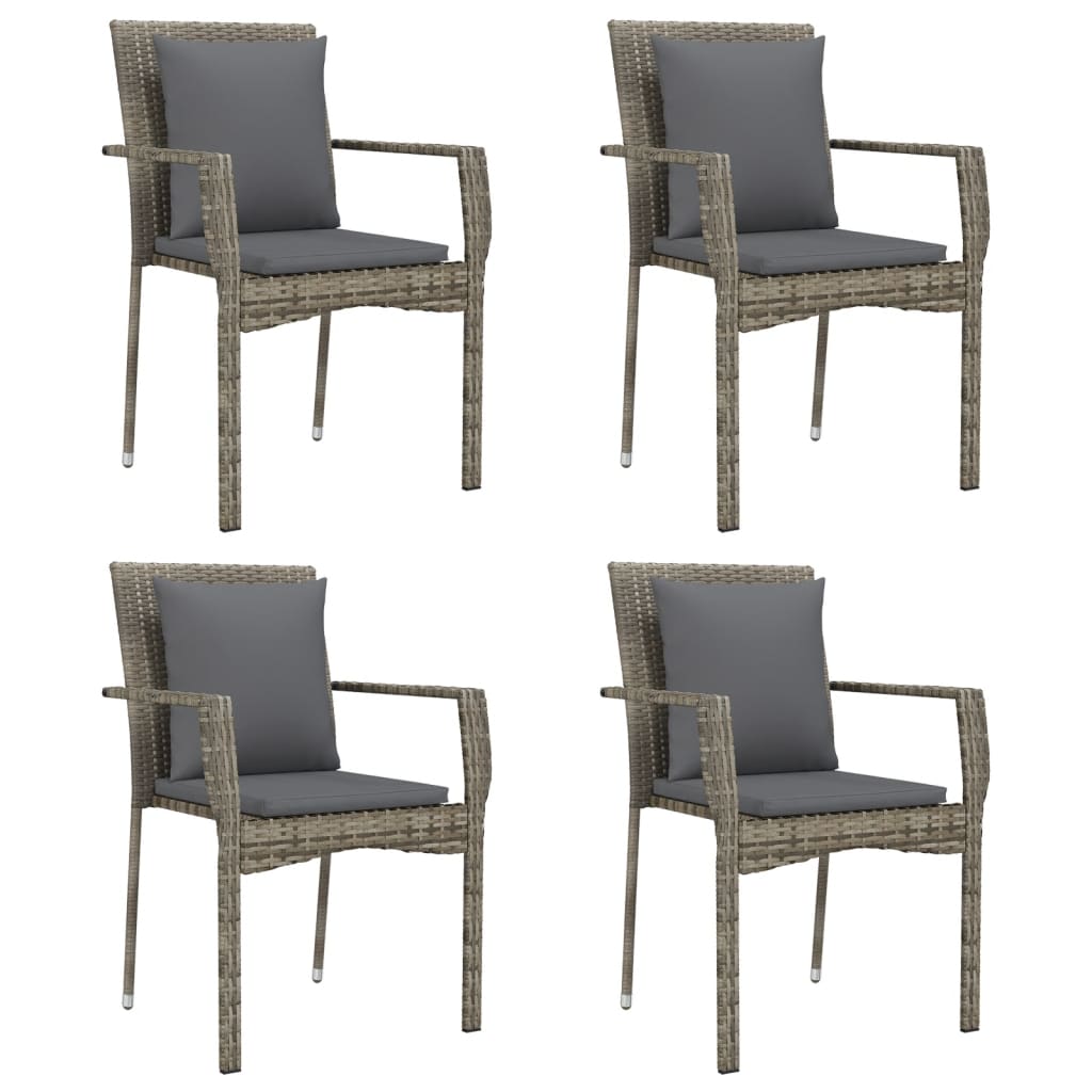 5-delige Tuinset met kussens poly rattan zwart en grijs is nu te koop bij PeponiXL, paradijselijk wonen!