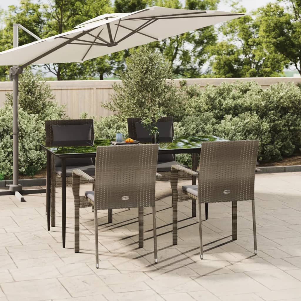 5-delige Tuinset met kussens poly rattan zwart en grijs is nu te koop bij PeponiXL, paradijselijk wonen!