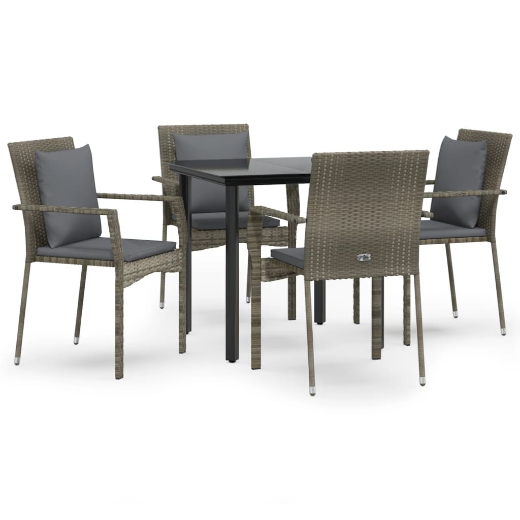 5-delige Tuinset met kussens poly rattan zwart en grijs is nu te koop bij PeponiXL, paradijselijk wonen!