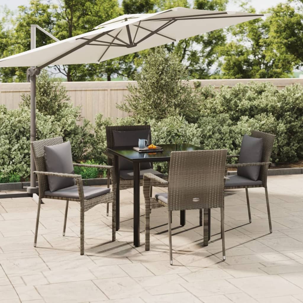 5-delige Tuinset met kussens poly rattan zwart en grijs is nu te koop bij PeponiXL, paradijselijk wonen!