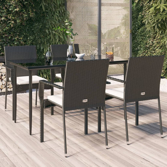 5-delige Tuinset met kussens poly rattan zwart is nu te koop bij PeponiXL, paradijselijk wonen!