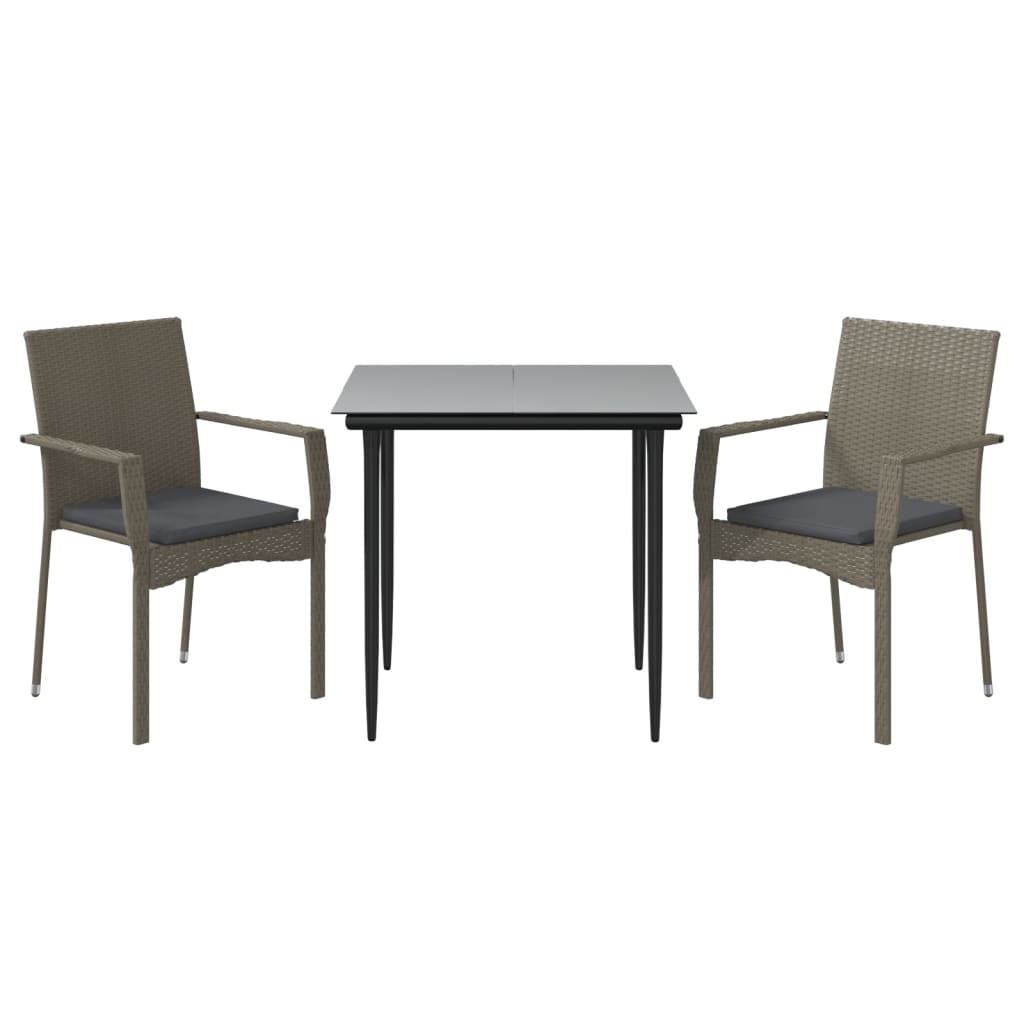 3-delige Tuinset met kussens poly rattan zwart en grijs is nu te koop bij PeponiXL, paradijselijk wonen!