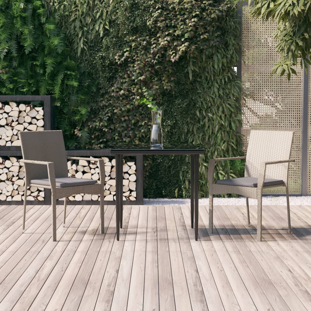 3-delige Tuinset met kussens poly rattan zwart en grijs is nu te koop bij PeponiXL, paradijselijk wonen!