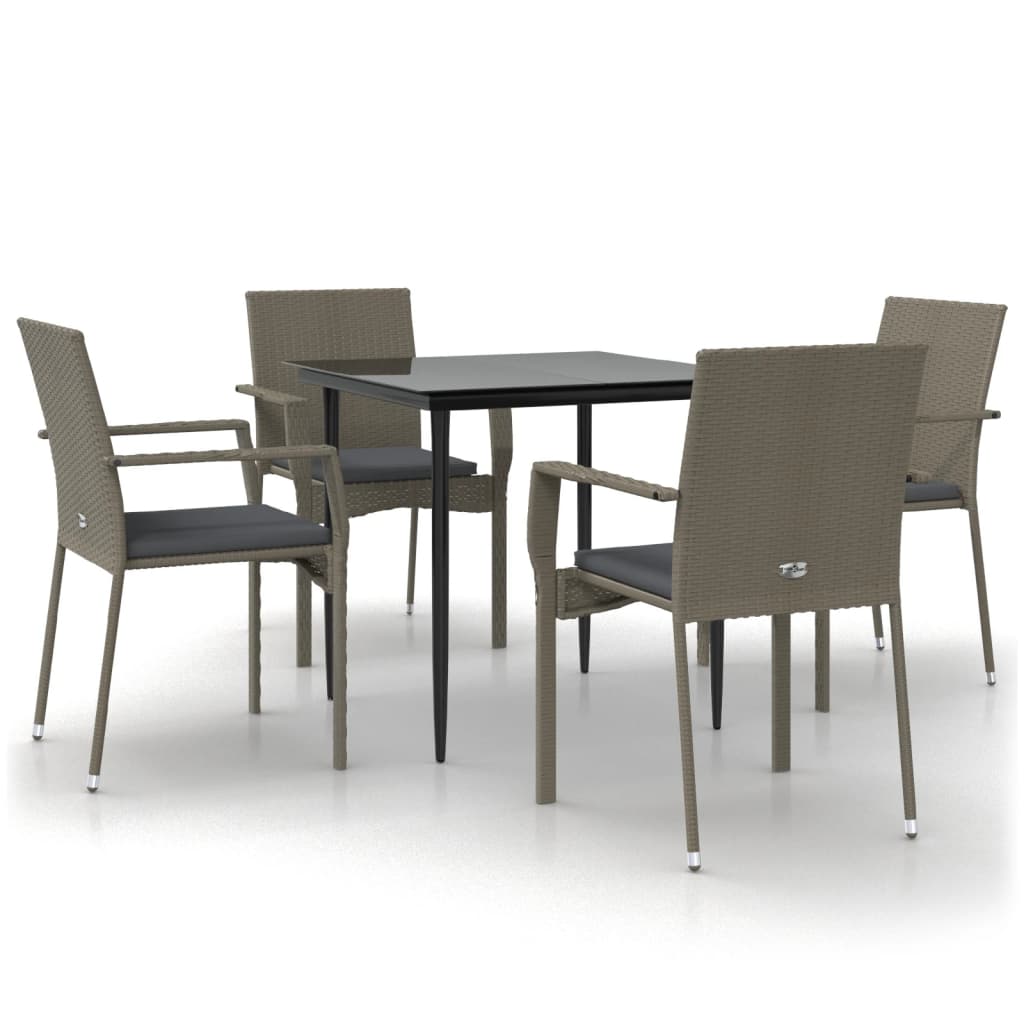 5-delige Tuinset met kussens poly rattan zwart en grijs is nu te koop bij PeponiXL, paradijselijk wonen!