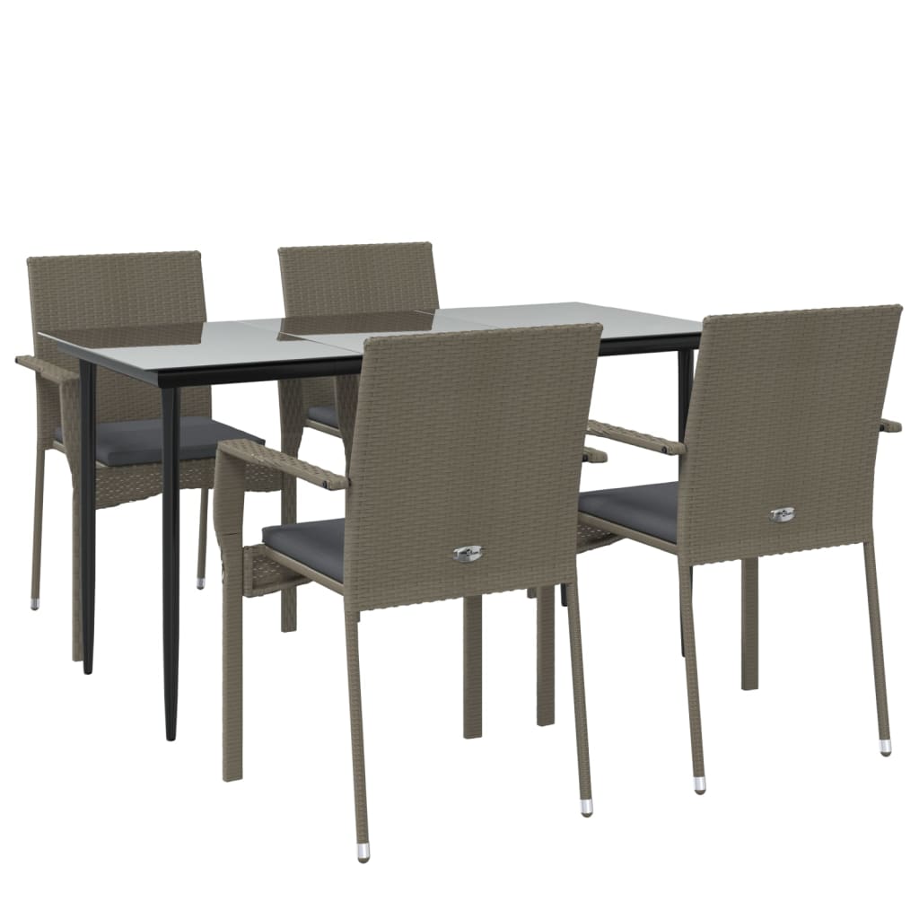 5-delige Tuinset met kussens poly rattan zwart en grijs is nu te koop bij PeponiXL, paradijselijk wonen!