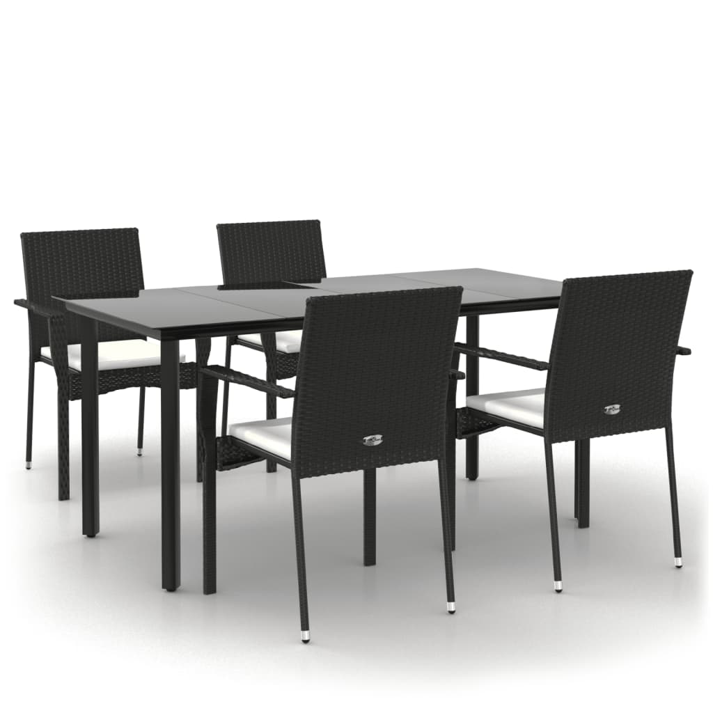 5-delige Tuinset met kussens poly rattan zwart is nu te koop bij PeponiXL, paradijselijk wonen!