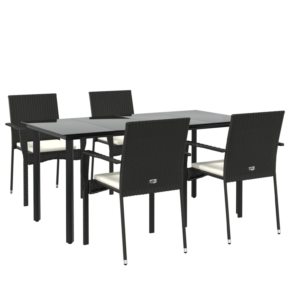 5-delige Tuinset met kussens poly rattan zwart is nu te koop bij PeponiXL, paradijselijk wonen!