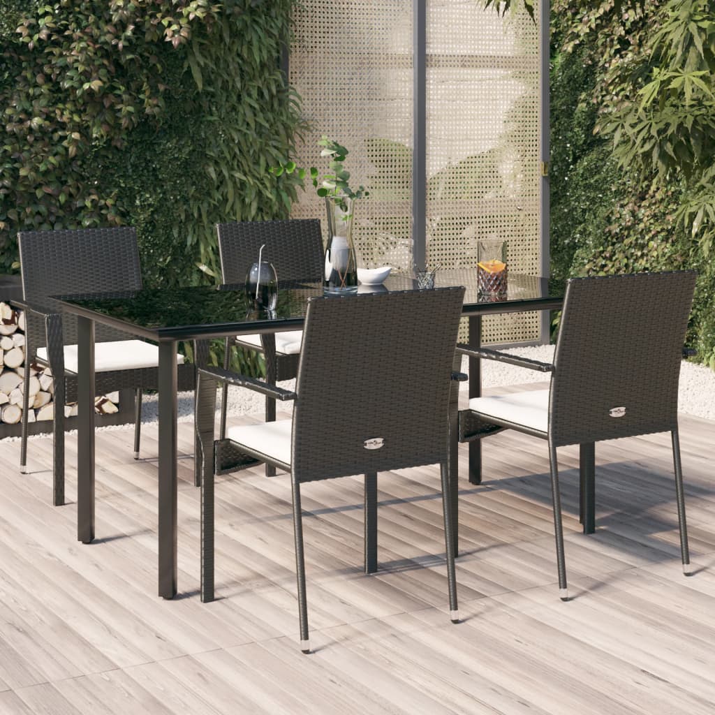 5-delige Tuinset met kussens poly rattan zwart is nu te koop bij PeponiXL, paradijselijk wonen!