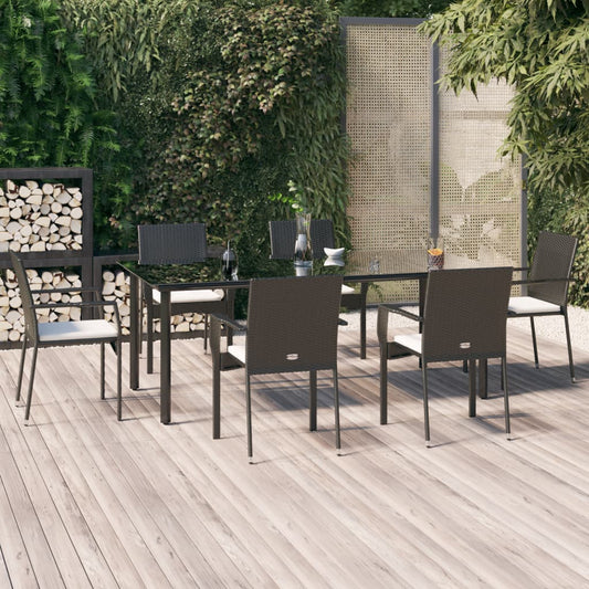 7-delige Tuinset met kussens poly rattan zwart is nu te koop bij PeponiXL, paradijselijk wonen!