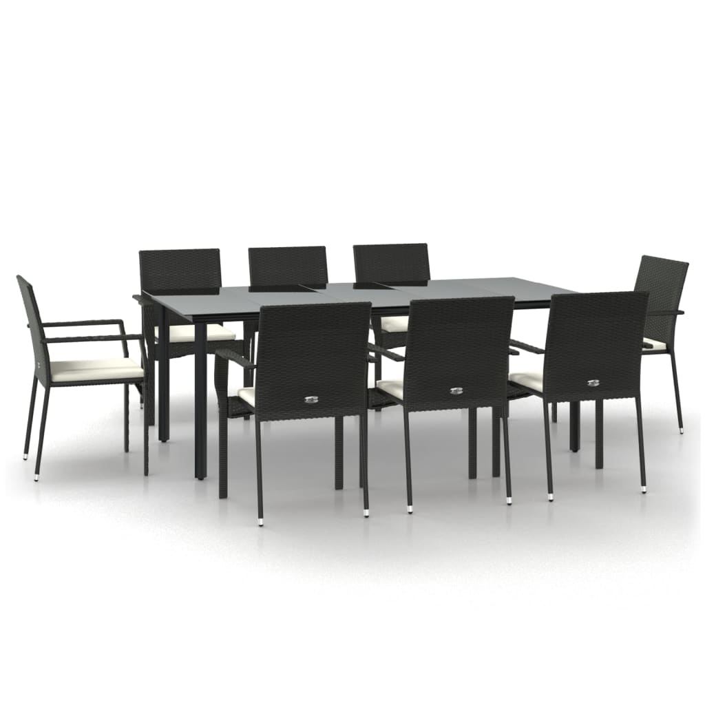 9-delige Tuinset poly rattan zwart is nu te koop bij PeponiXL, paradijselijk wonen!