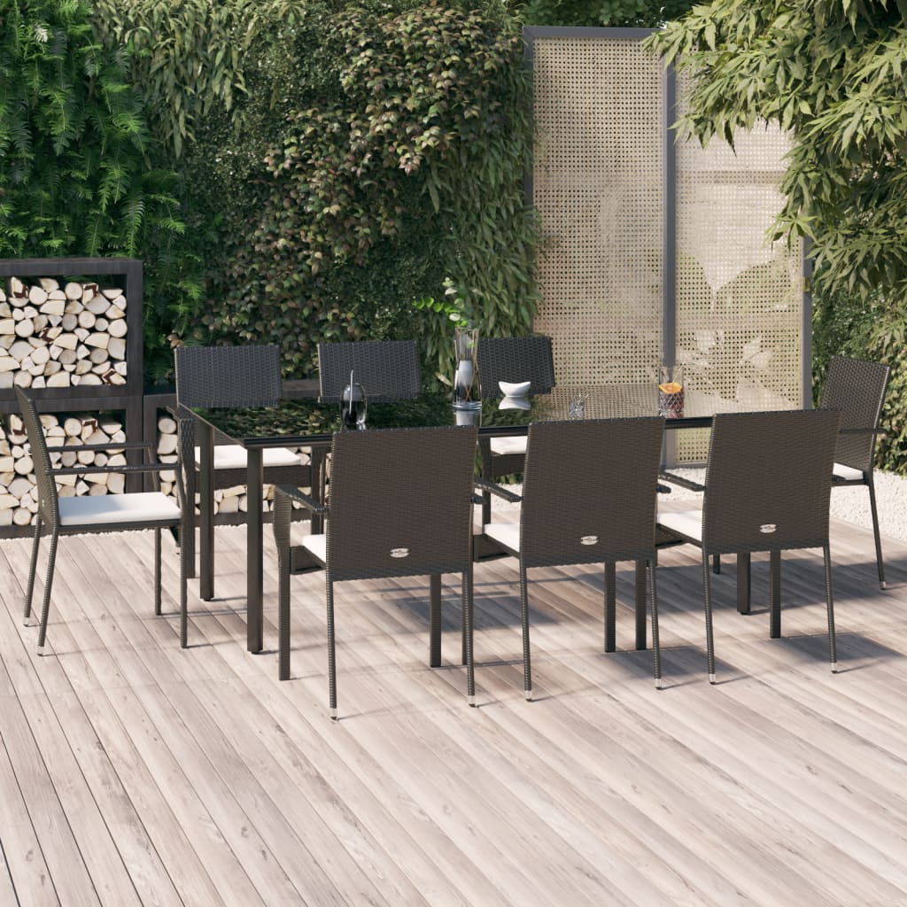 9-delige Tuinset poly rattan zwart is nu te koop bij PeponiXL, paradijselijk wonen!