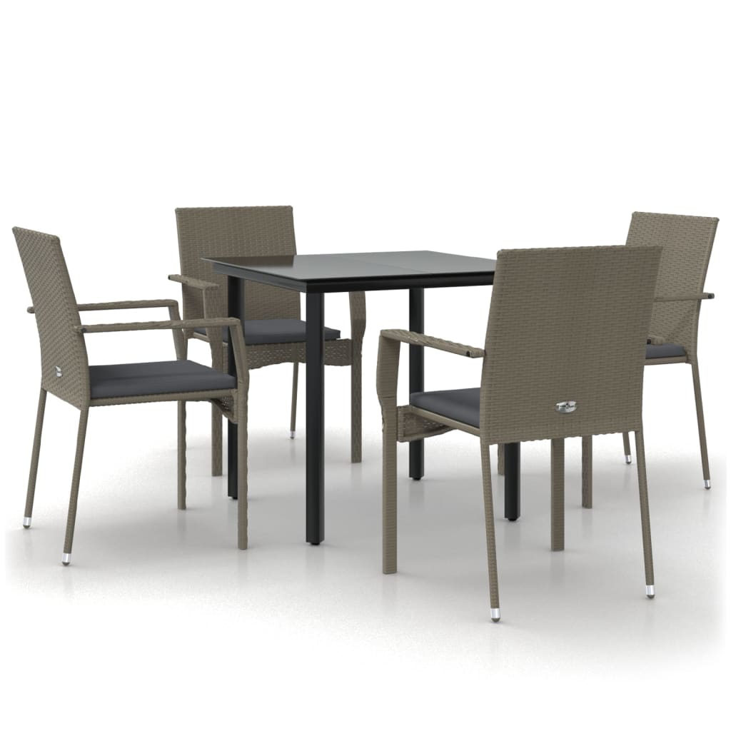 5-delige Tuinset met kussens poly rattan zwart en grijs is nu te koop bij PeponiXL, paradijselijk wonen!