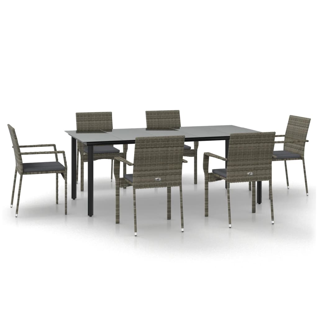 7-delige Tuinset met kussens poly rattan zwart en grijs is nu te koop bij PeponiXL, paradijselijk wonen!
