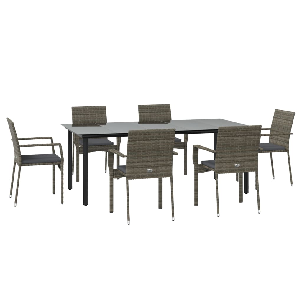 7-delige Tuinset met kussens poly rattan zwart en grijs is nu te koop bij PeponiXL, paradijselijk wonen!