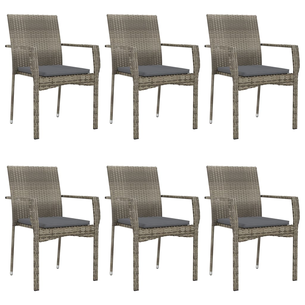 7-delige Tuinset met kussens poly rattan zwart en grijs is nu te koop bij PeponiXL, paradijselijk wonen!