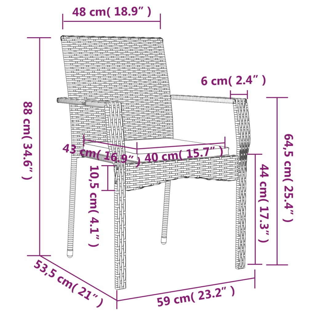 9-delige Tuinset met kussens poly rattan zwart en grijs