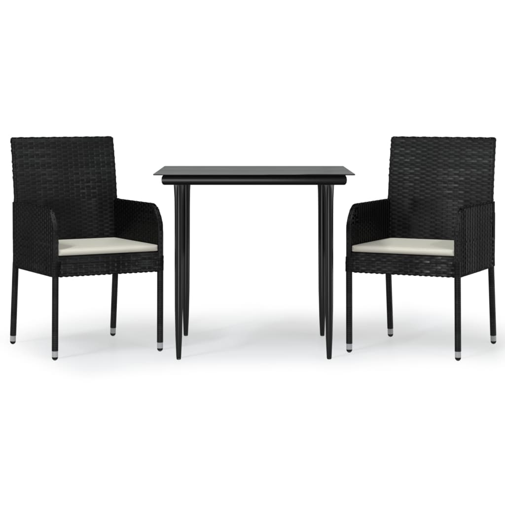 3-delige Tuinset met kussens poly rattan zwart is nu te koop bij PeponiXL, paradijselijk wonen!