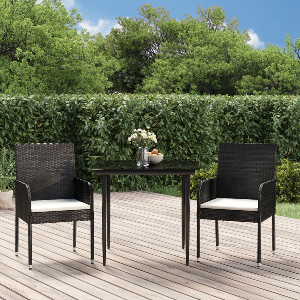 3-delige Tuinset met kussens poly rattan zwart is nu te koop bij PeponiXL, paradijselijk wonen!