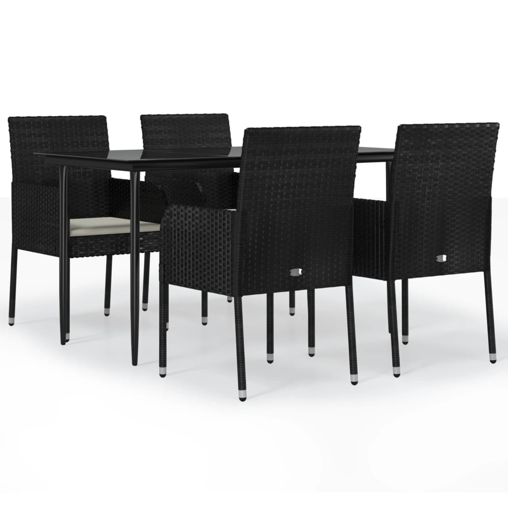 5-delige Tuinset met kussens poly rattan zwart is nu te koop bij PeponiXL, paradijselijk wonen!