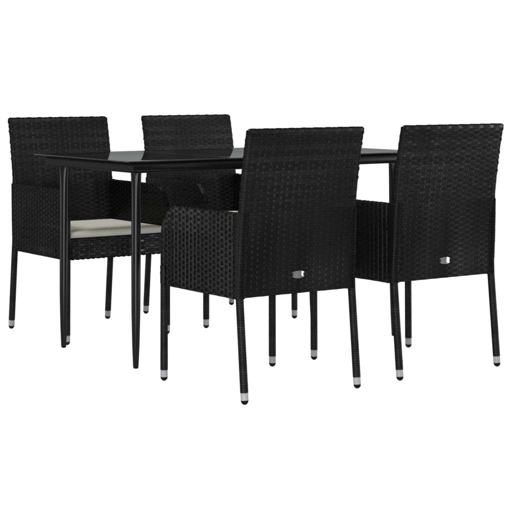 5-delige Tuinset met kussens poly rattan zwart is nu te koop bij PeponiXL, paradijselijk wonen!