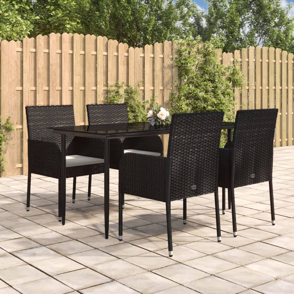 5-delige Tuinset met kussens poly rattan zwart is nu te koop bij PeponiXL, paradijselijk wonen!