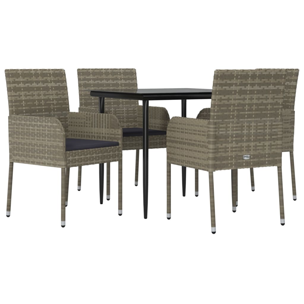 5-delige Tuinset met kussens poly rattan zwart en grijs is nu te koop bij PeponiXL, paradijselijk wonen!