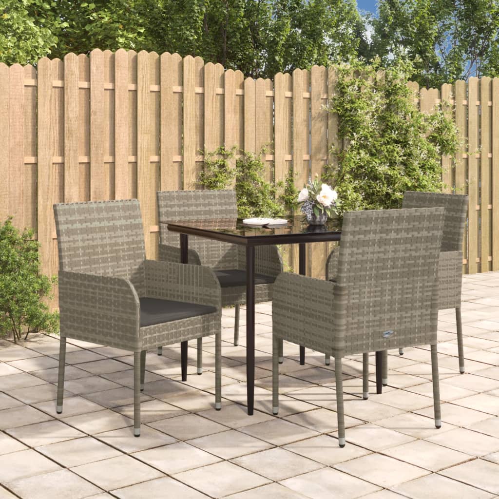 5-delige Tuinset met kussens poly rattan zwart en grijs is nu te koop bij PeponiXL, paradijselijk wonen!