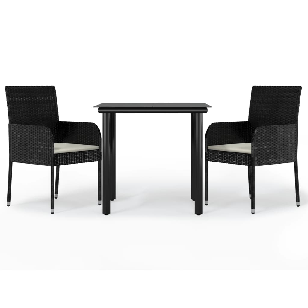 3-delige Tuinset met kussens poly rattan zwart is nu te koop bij PeponiXL, paradijselijk wonen!