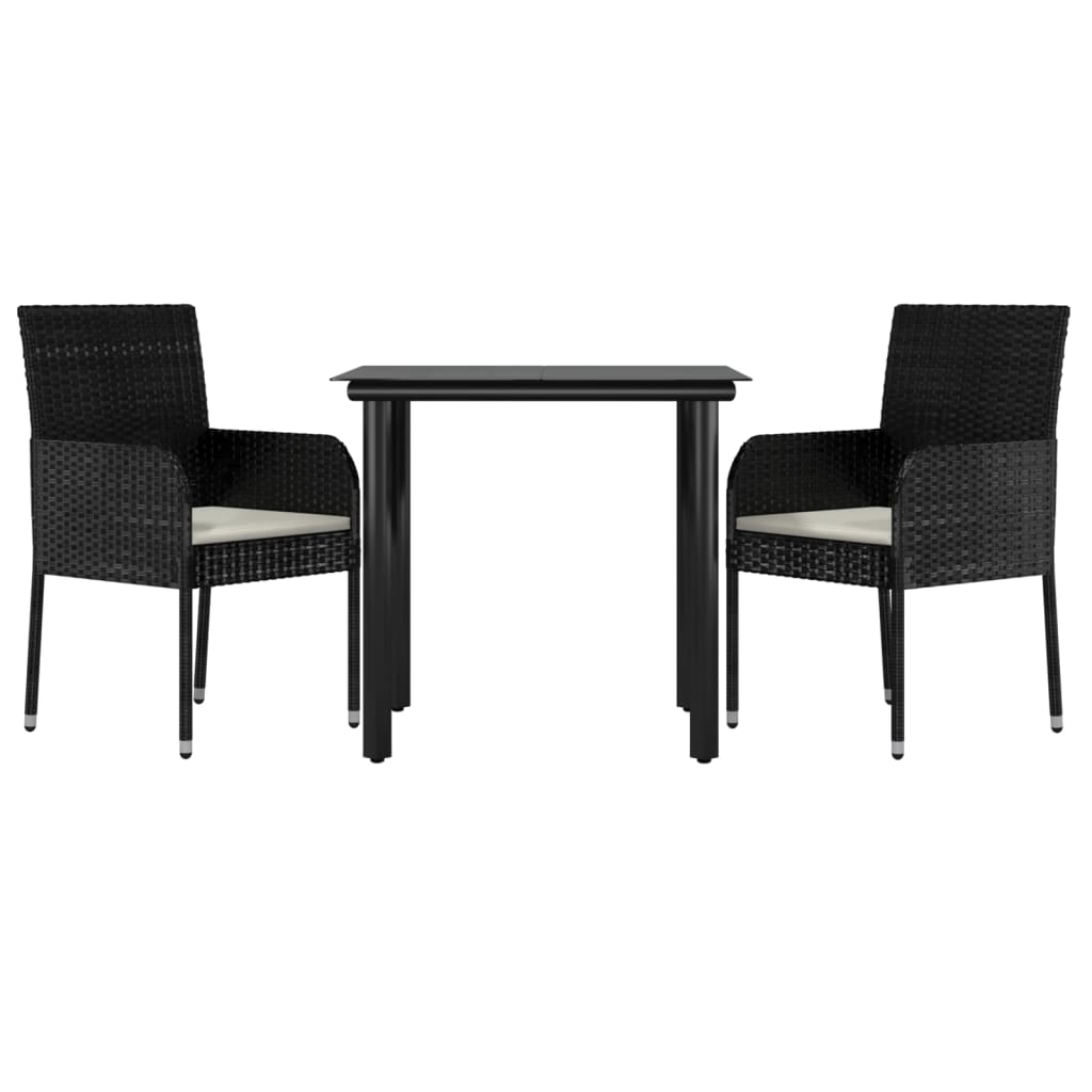 3-delige Tuinset met kussens poly rattan zwart is nu te koop bij PeponiXL, paradijselijk wonen!