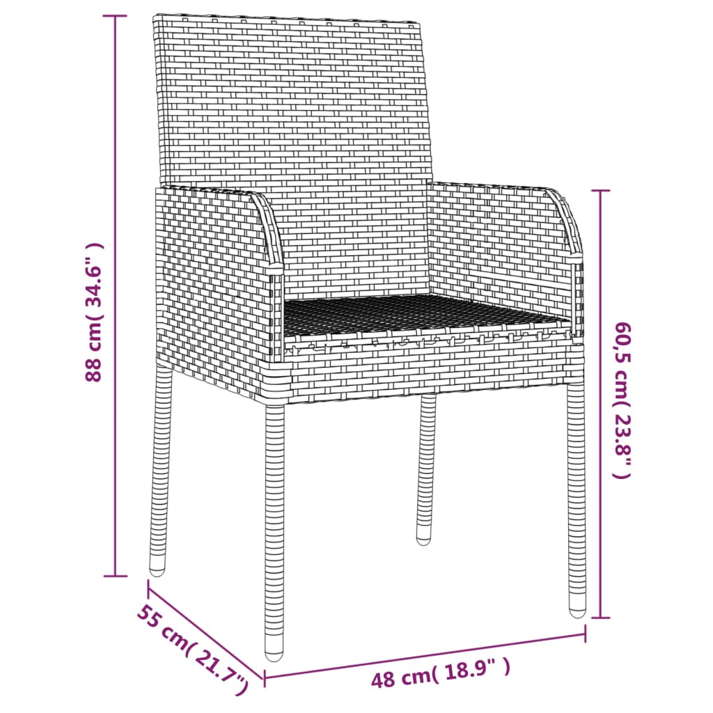 3-delige Tuinset met kussens poly rattan zwart is nu te koop bij PeponiXL, paradijselijk wonen!