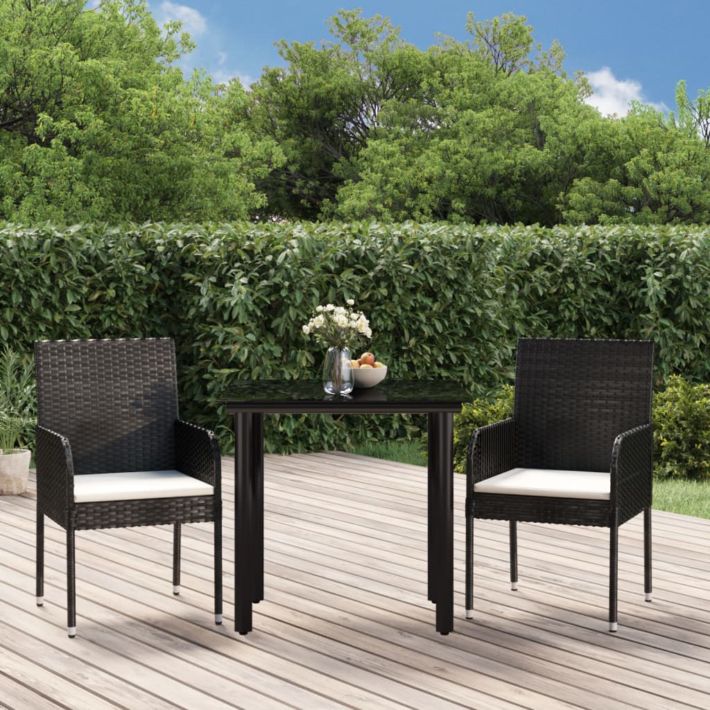 3-delige Tuinset met kussens poly rattan zwart is nu te koop bij PeponiXL, paradijselijk wonen!